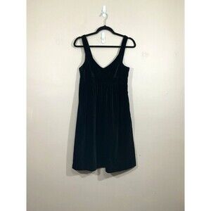 Lands End Womens Babydoll Velvet Slip Dress 6 Black Goth Grunge Witch Dark Fairy